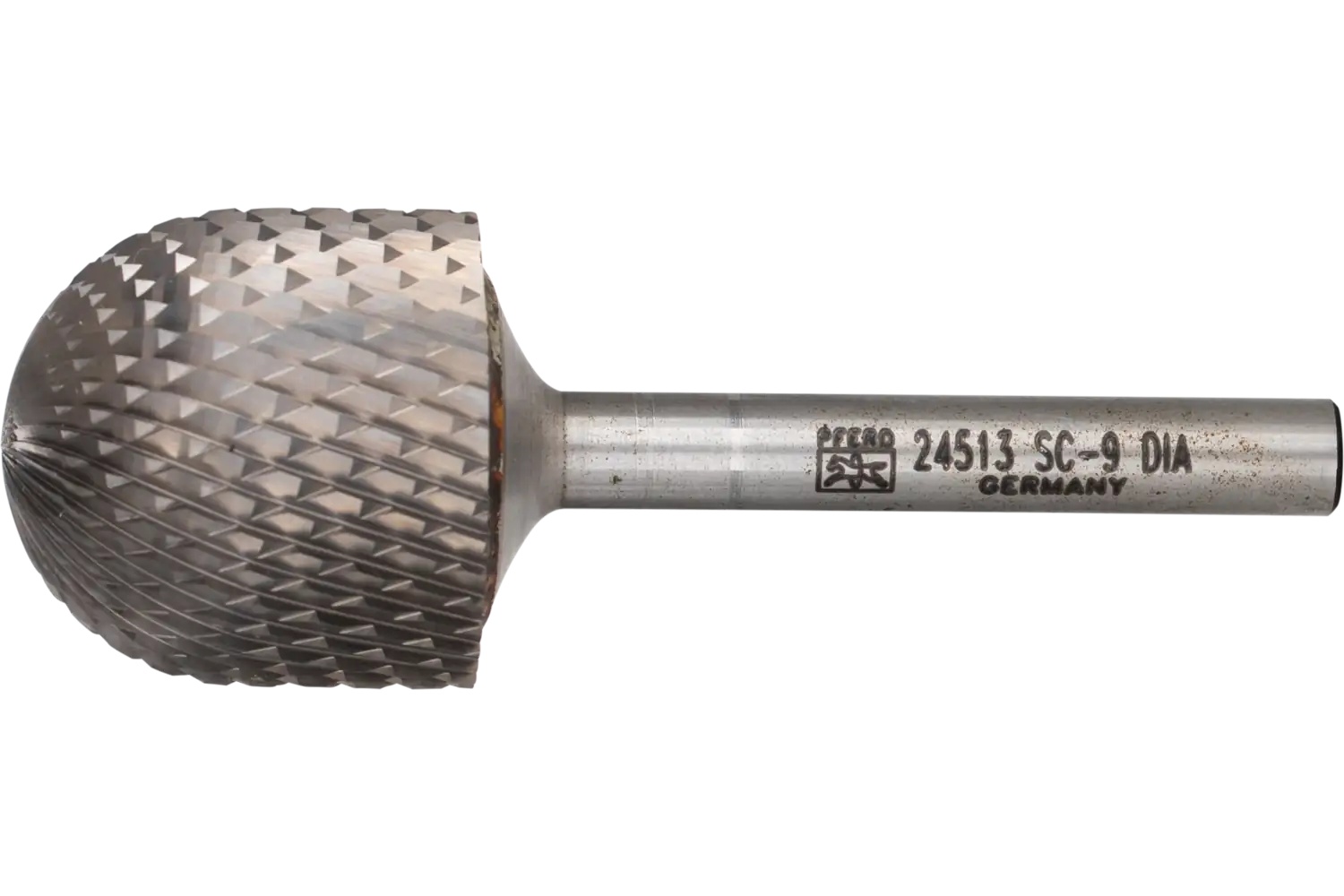 Picture of Pferd Carbide Bur SC-9 Cylindrical Radius End Diamond Cut 1" x 1" x 1/4" Shank